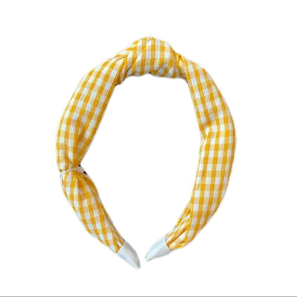 LOFT OUTLET YELLOW AND WHITE CHECKERED HEADBAND NWT